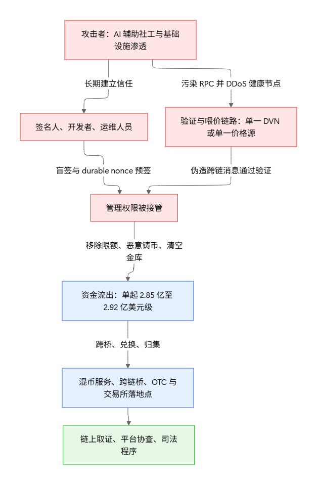 2026 上半年高额 Web3 安全事件的典型攻击链路图